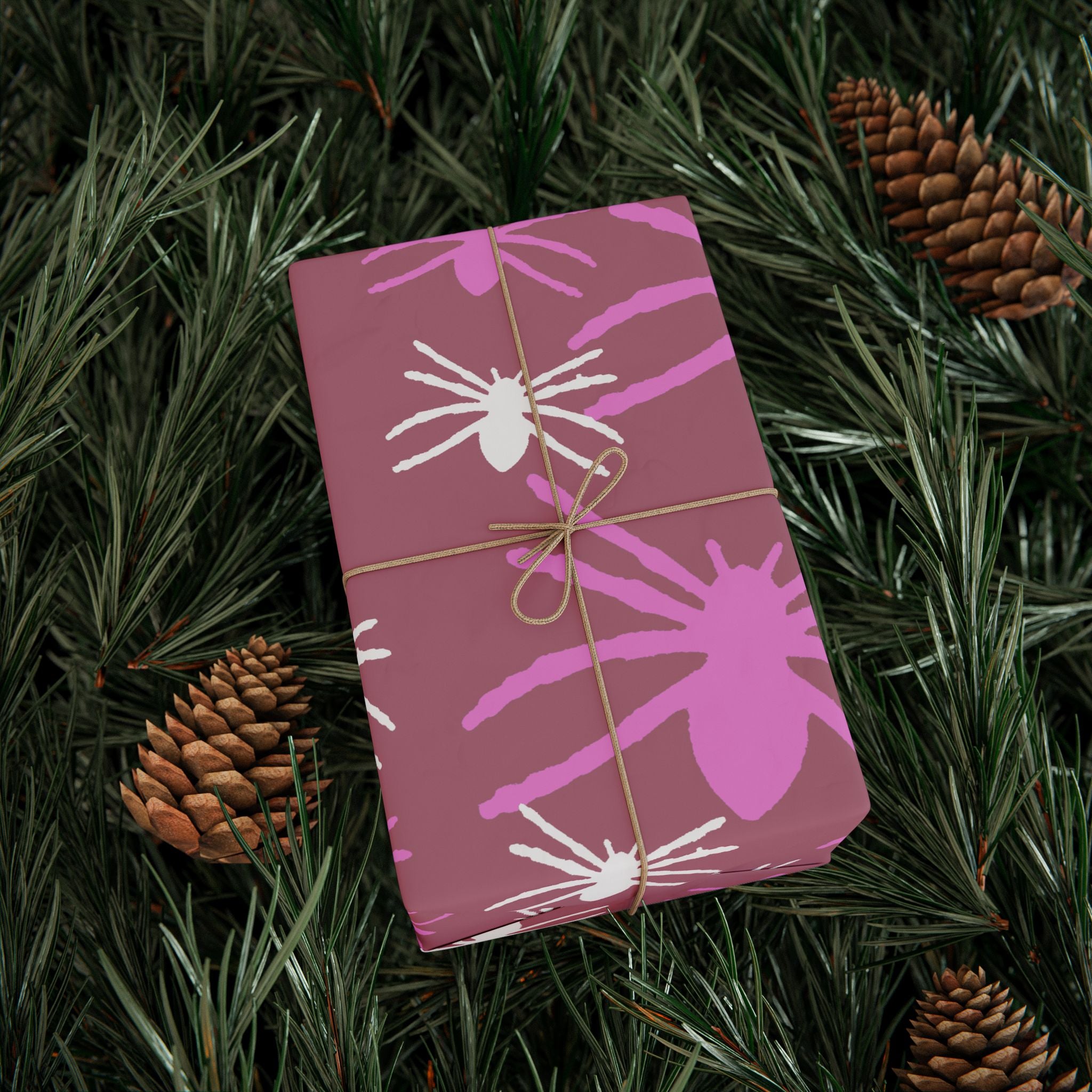Floral Spider Pattern Wrapping Paper — Pink & Mauve Gift Wrap