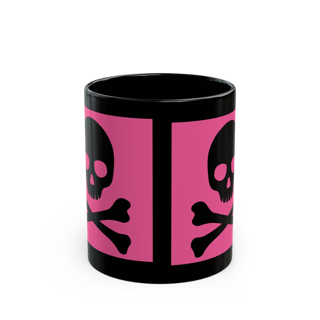 Pink Skull & Crossbones Black Coffee Mug — Gothic Punk 11oz/15oz