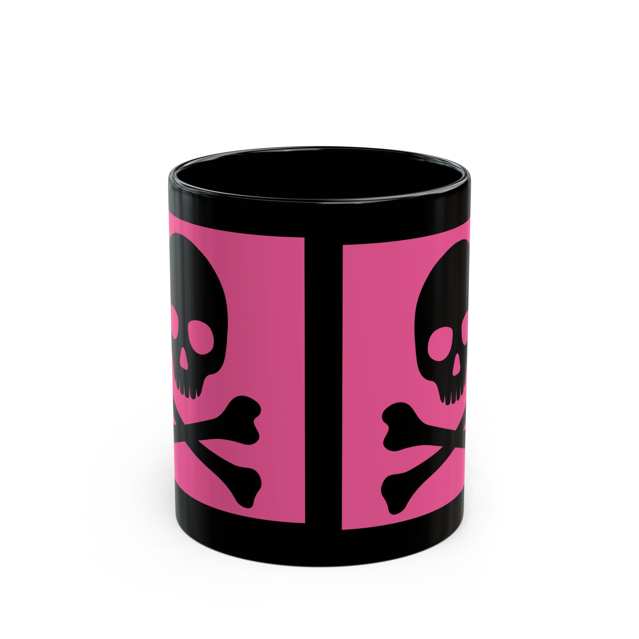 Pink Skull & Crossbones Black Coffee Mug — Gothic Punk 11oz/15oz