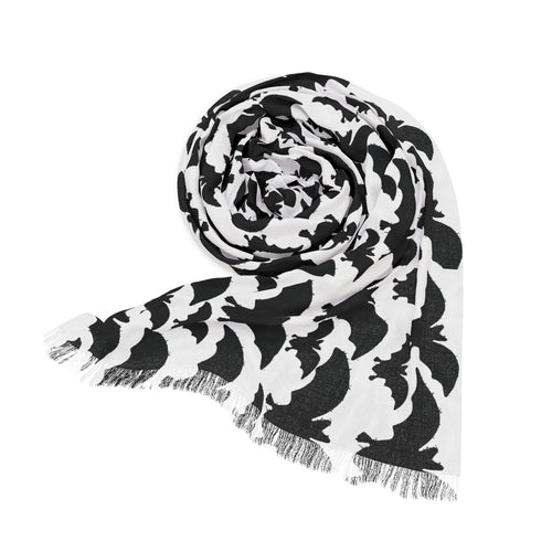 Bat Pattern Light Scarf — Halloween Black & White Lightweight Wrap