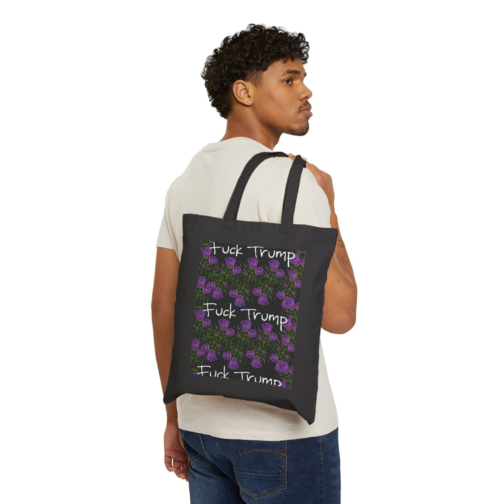 Protest Tote Bag — "F**k Trump" Floral Canvas Tote