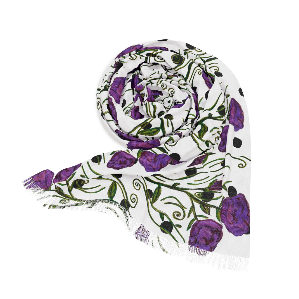 Floral Purple Rose Lightweight Scarf