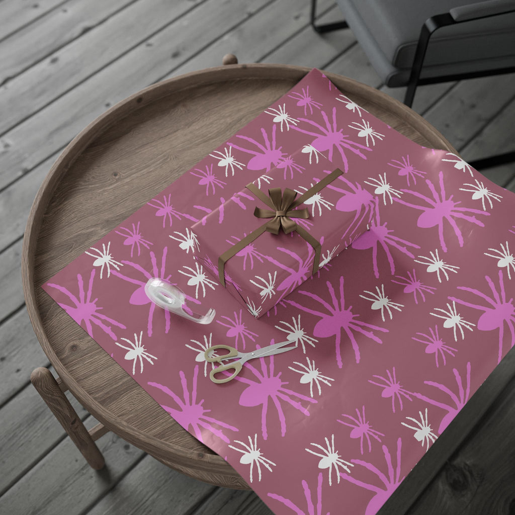 Floral Spider Pattern Wrapping Paper — Pink & Mauve Gift Wrap