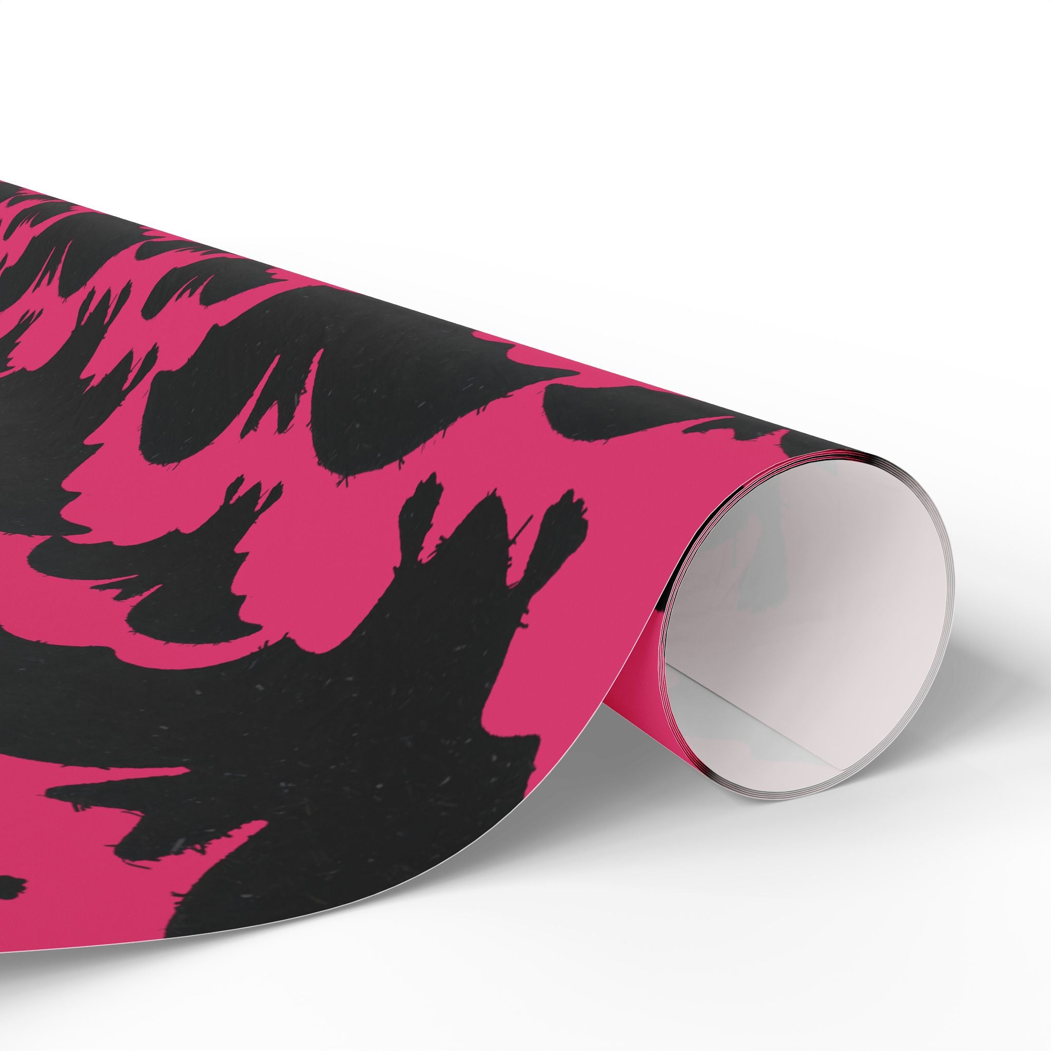 Bat Pattern Wrapping Paper — Pink & Black Halloween Gift Wrap