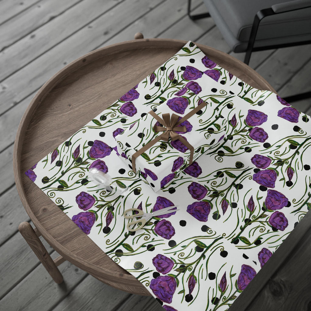 Floral Purple Rose Wrapping Paper – Elegant Gift Wrap for Birthdays & Mother’s Day