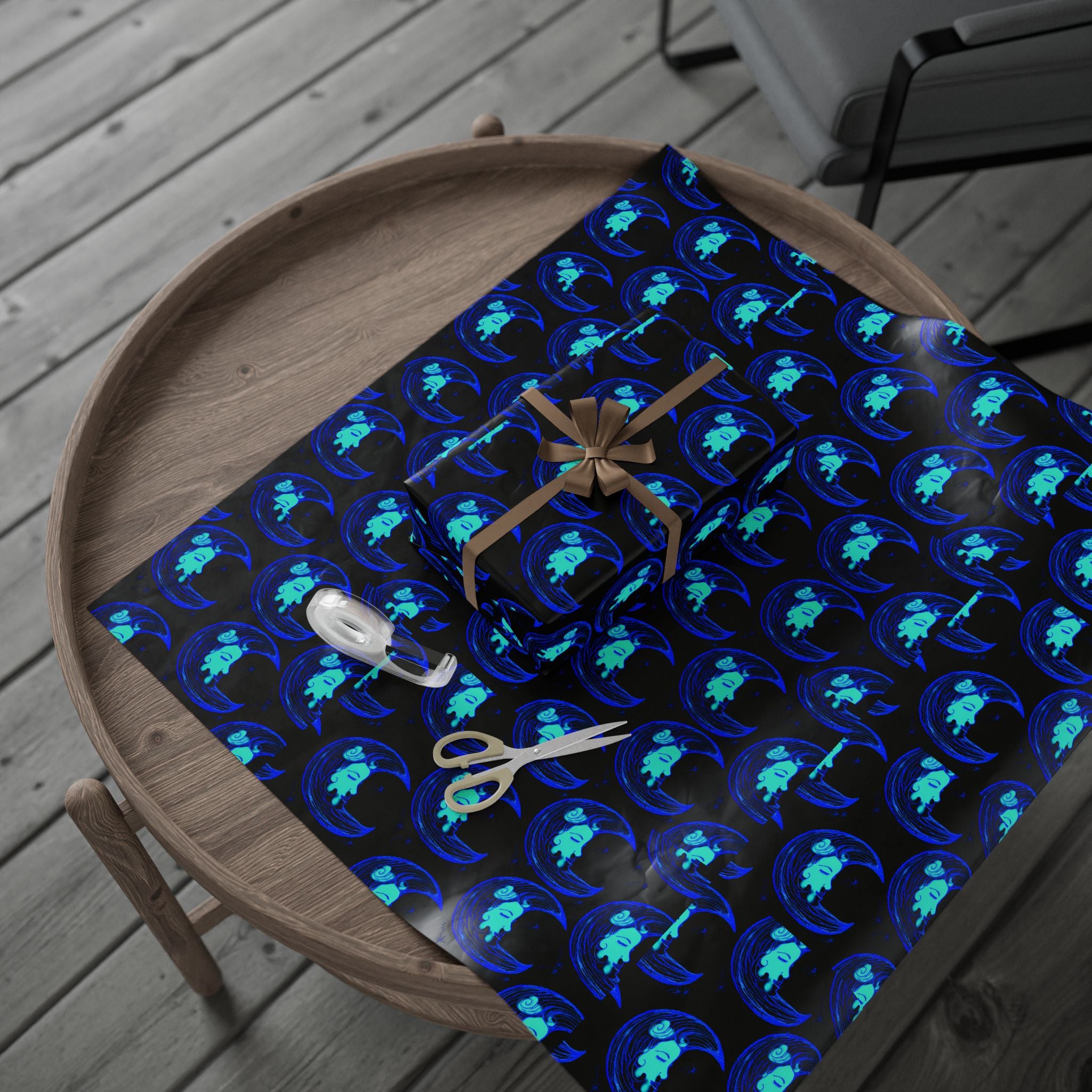 THE SAME DEEP WATER AS YOU Blue Marble Wrapping Paper — Abstract Swirl Gift Wrap