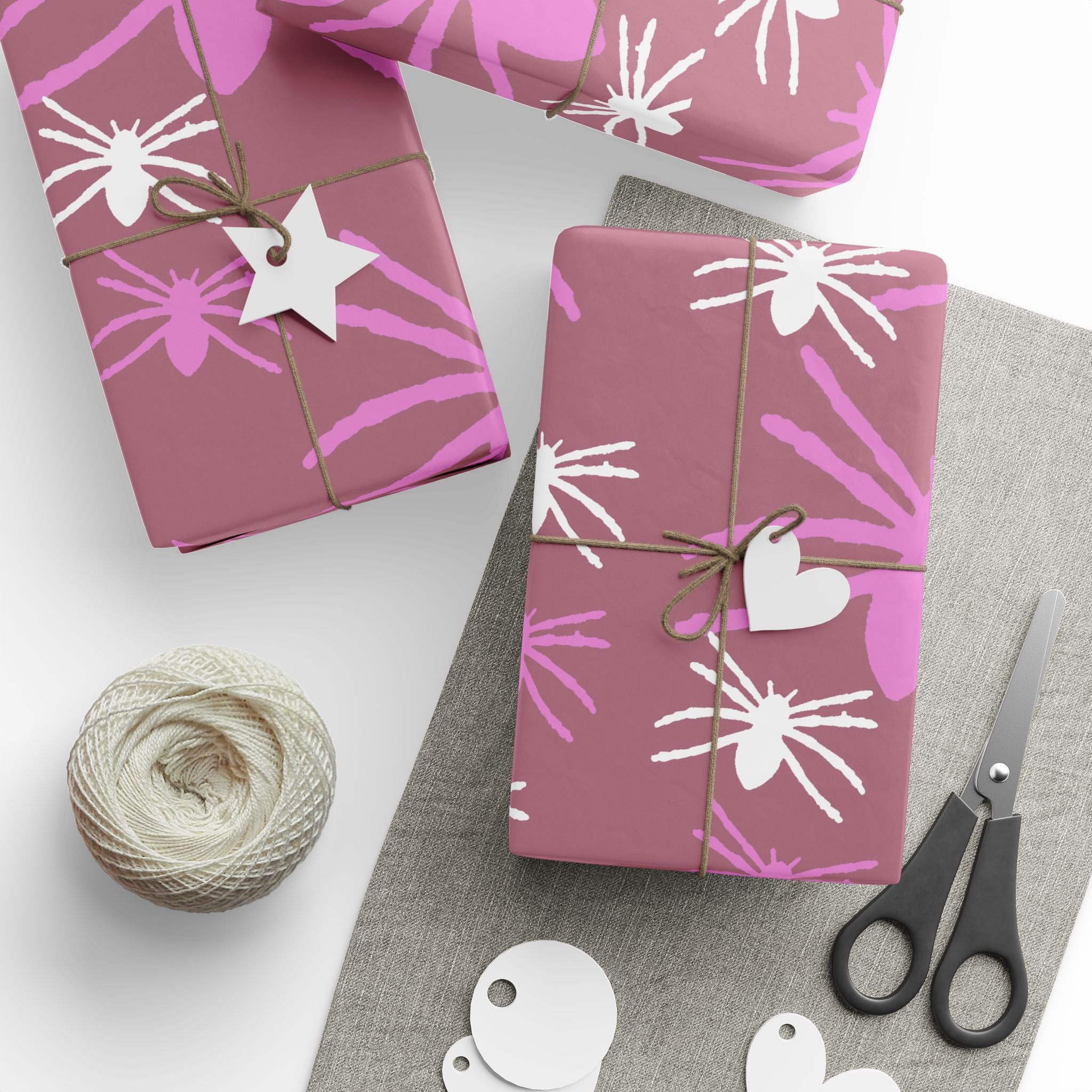 Floral Spider Pattern Wrapping Paper — Pink & Mauve Gift Wrap