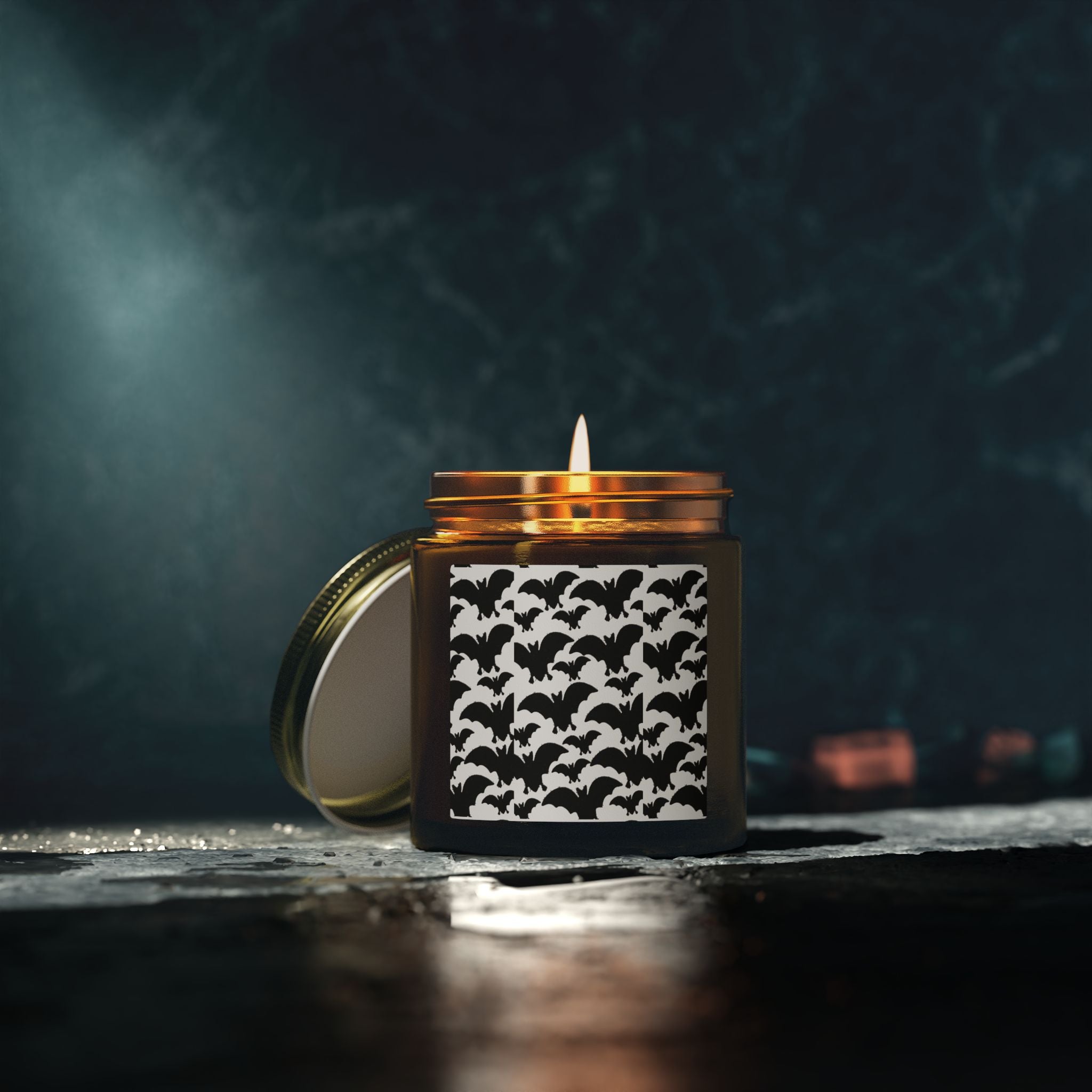 Bat Pattern Scented Candle — Coconut Apricot Wax (4oz/9oz)