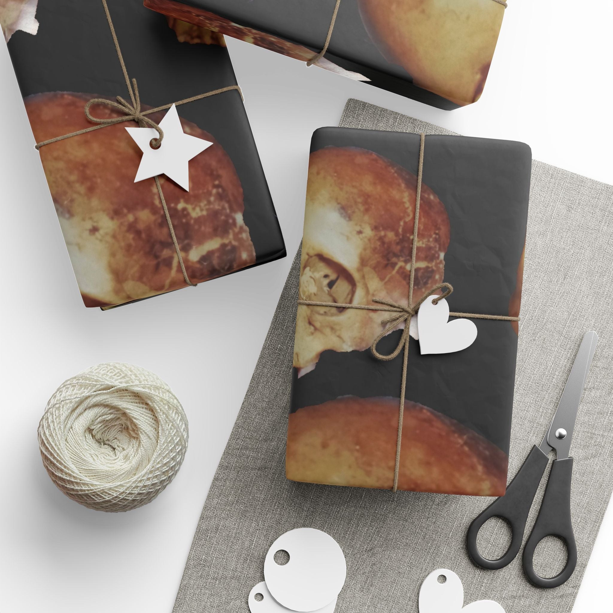 Skull Pattern Wrapping Paper — Gothic Halloween Gift Wrap