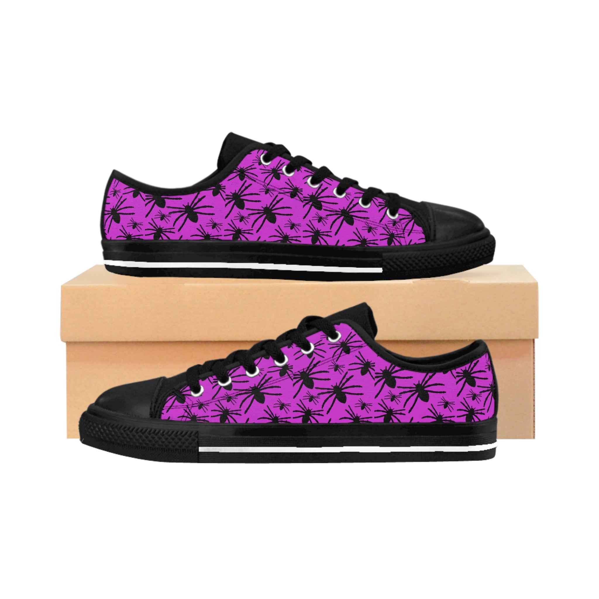 Women's Sneakers — Purple Palm Tree Pattern Casual Canvas Shoes