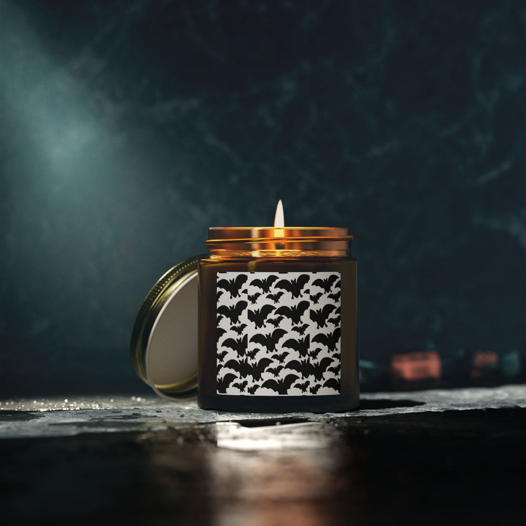 Bat Pattern Scented Candle — Coconut Apricot Wax (4oz/9oz)