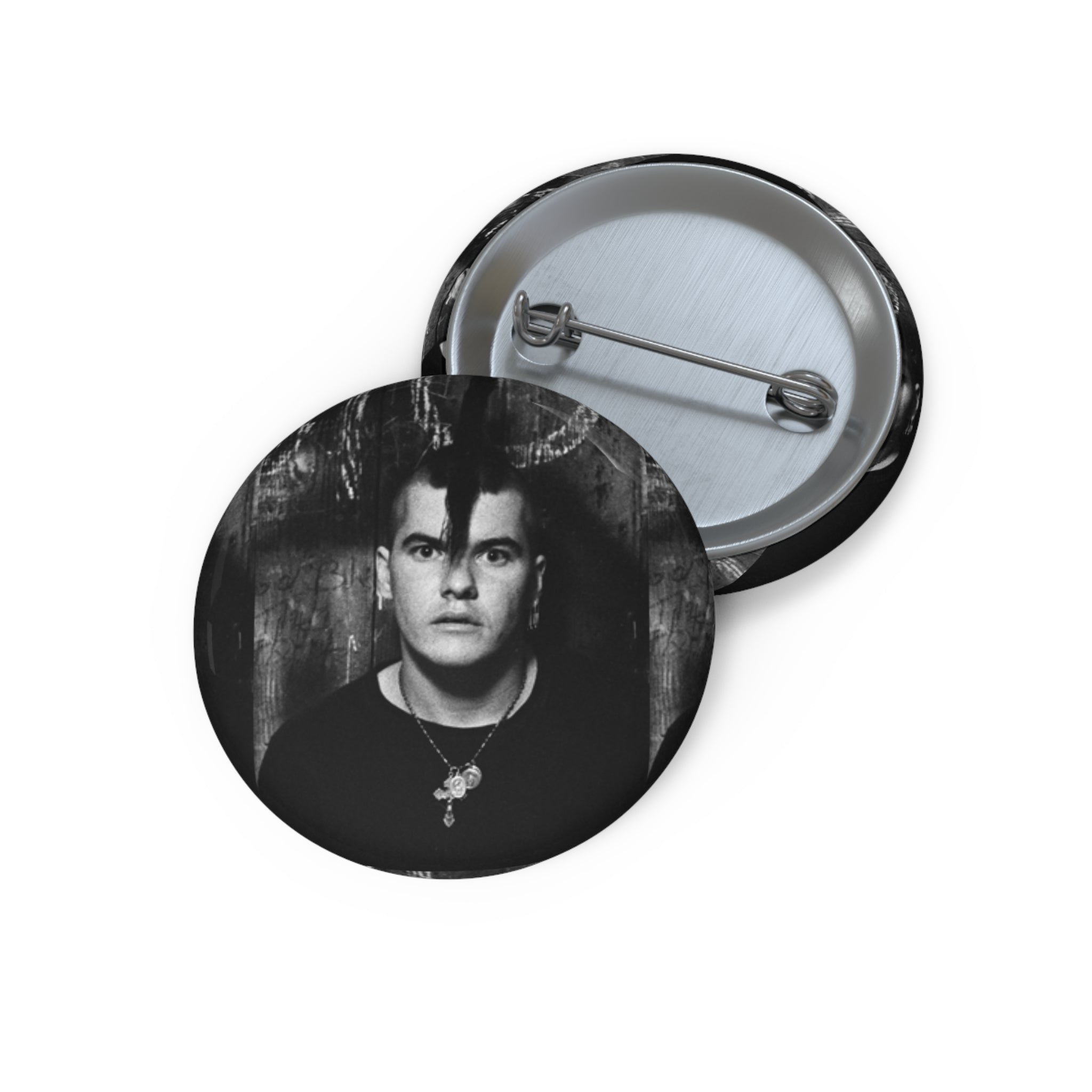Darby Crash Vintage Black & White Portrait Pin Button - Round Photo Badge