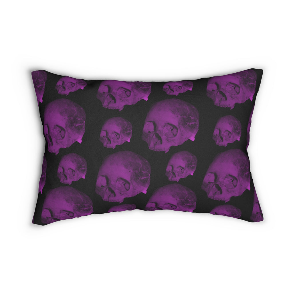 Purple Skull Lumbar Pillow — Gothic Halloween Decorative Accent