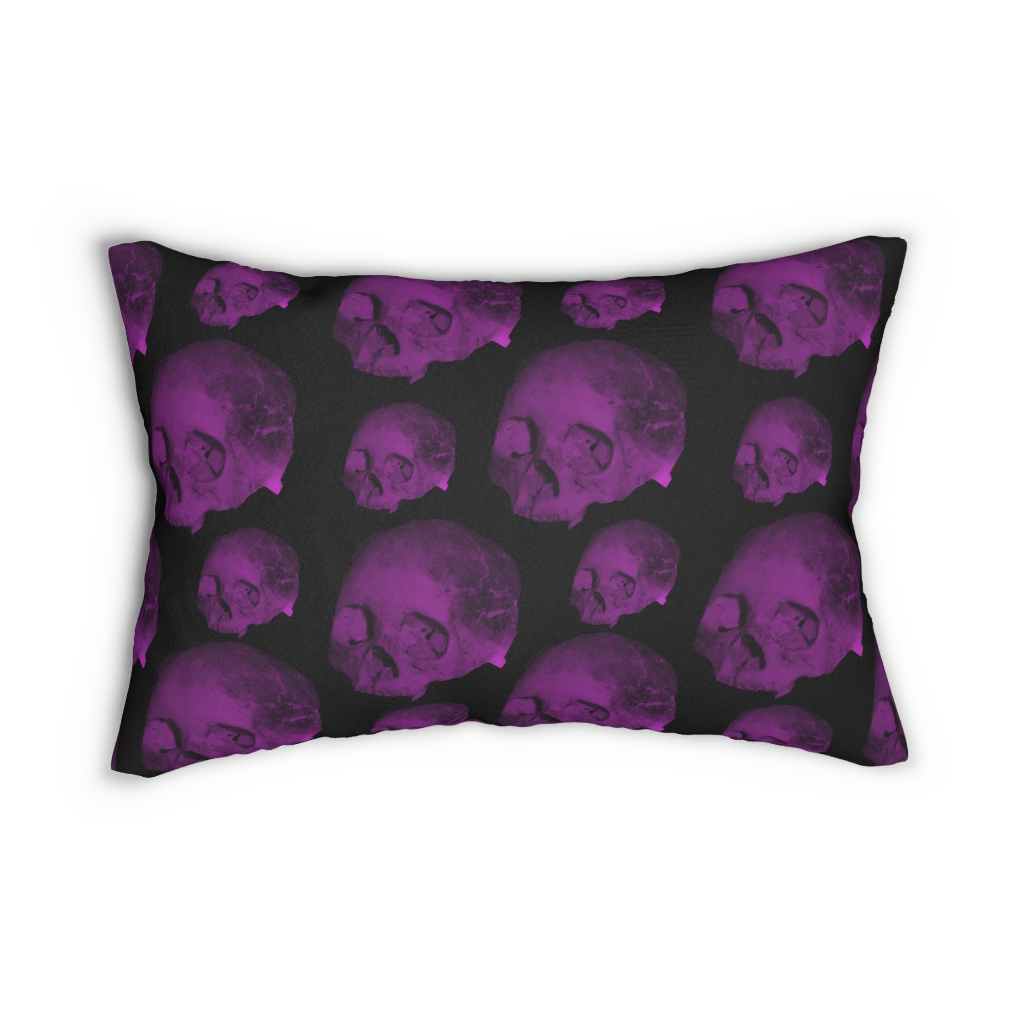 Purple Skull Lumbar Pillow — Gothic Halloween Decorative Accent