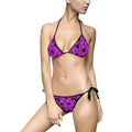 Purple Palm Tree Bikini — Women's Tropical Tie-Side Swimsuit