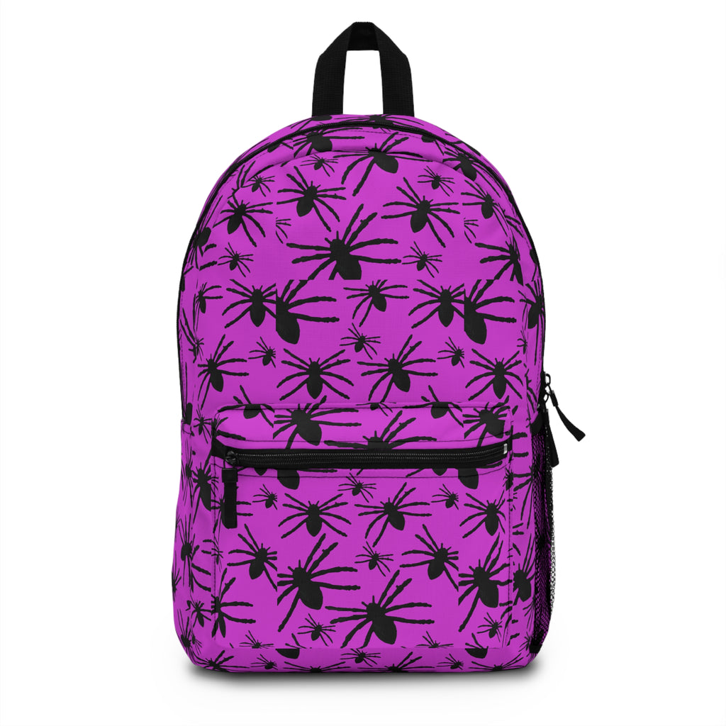 Spider Pattern Backpack — Pink Gothic Daypack for Halloween & Alternative Style