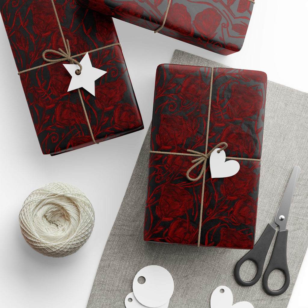 Red Marble Rose Wrapping Paper