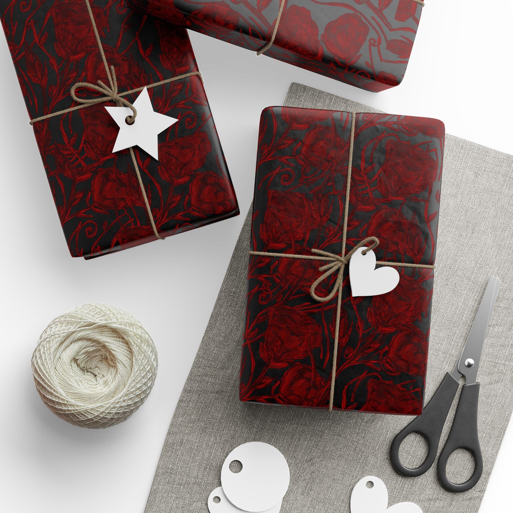 Red Marble Rose Wrapping Paper