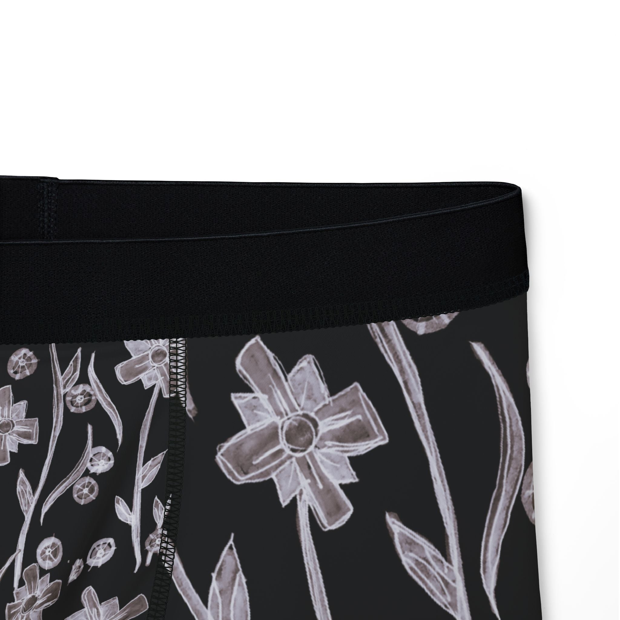 Floral Night Sky Boxers — Black & Pale Pink All-Over Print