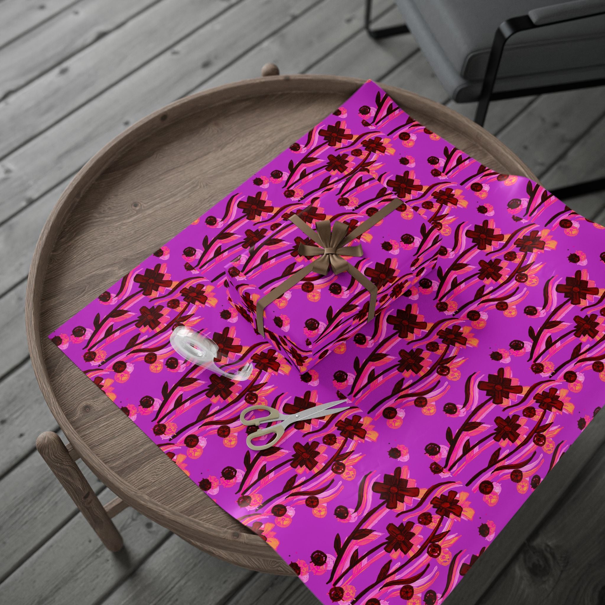 Floral Pink Wrapping Paper — Bold Magenta Flower Gift Wrap