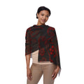 Red Floral Paisley Scarf – Lightweight Fringe Wrap