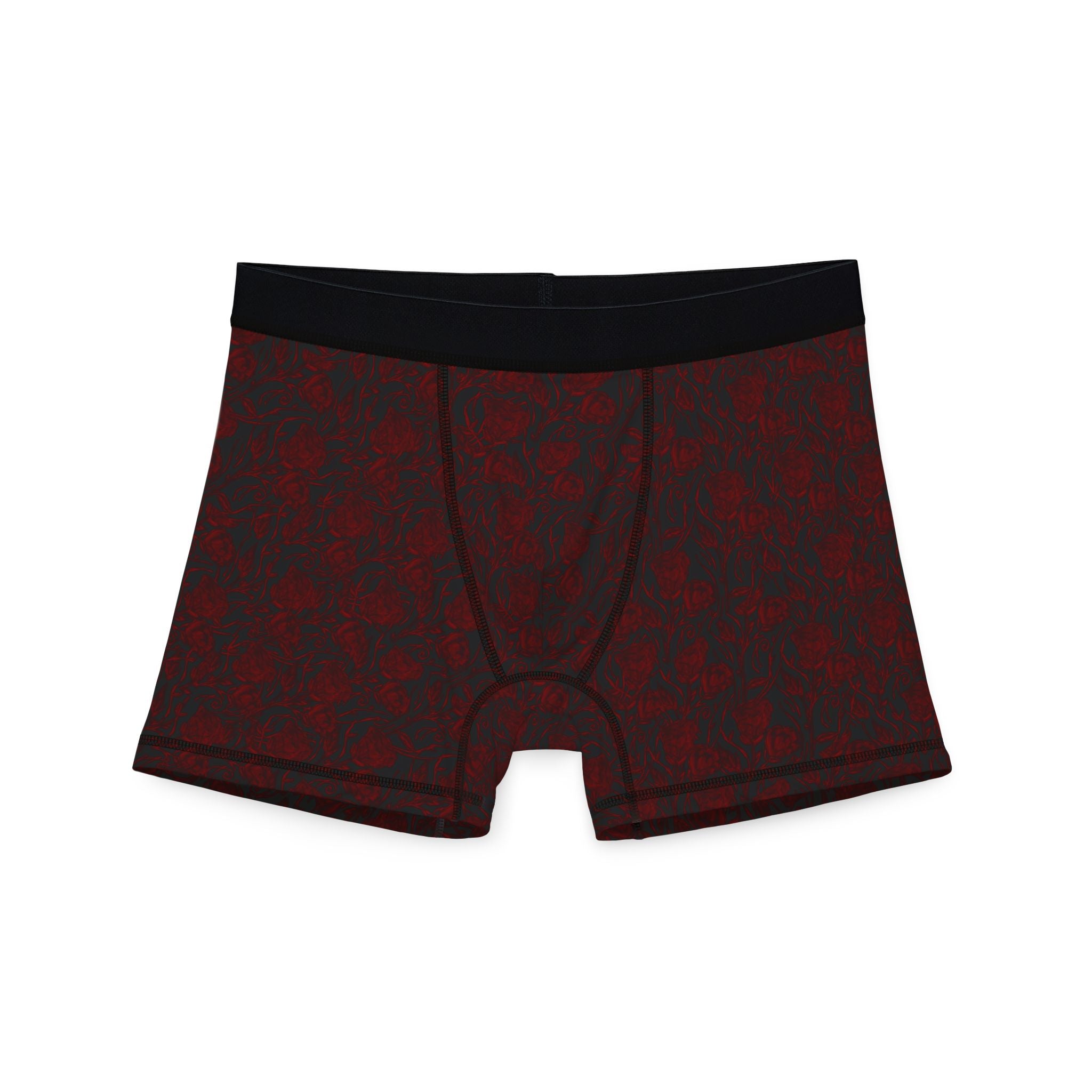 Red Floral Pattern Boxers — Men's Stretch Trunk Underwear