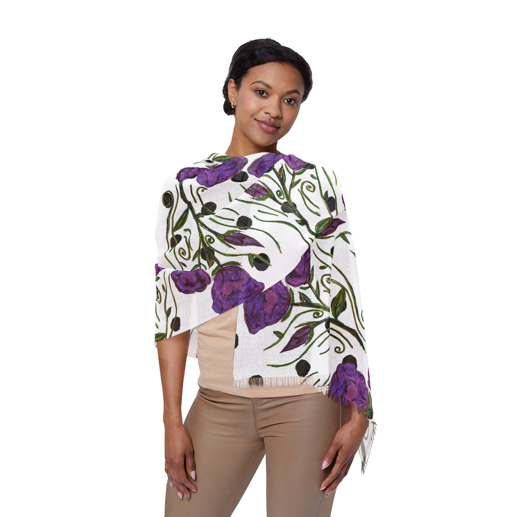 Floral Purple Rose Lightweight Scarf