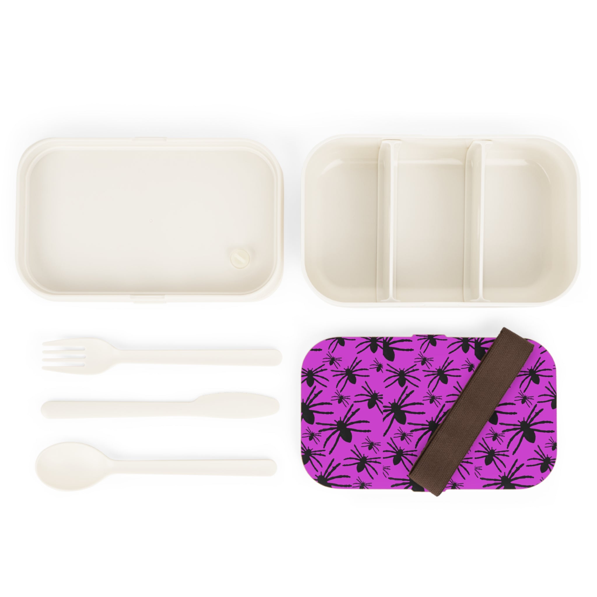 Spider Pattern Bento Lunch Box — Purple Halloween Lunchbox