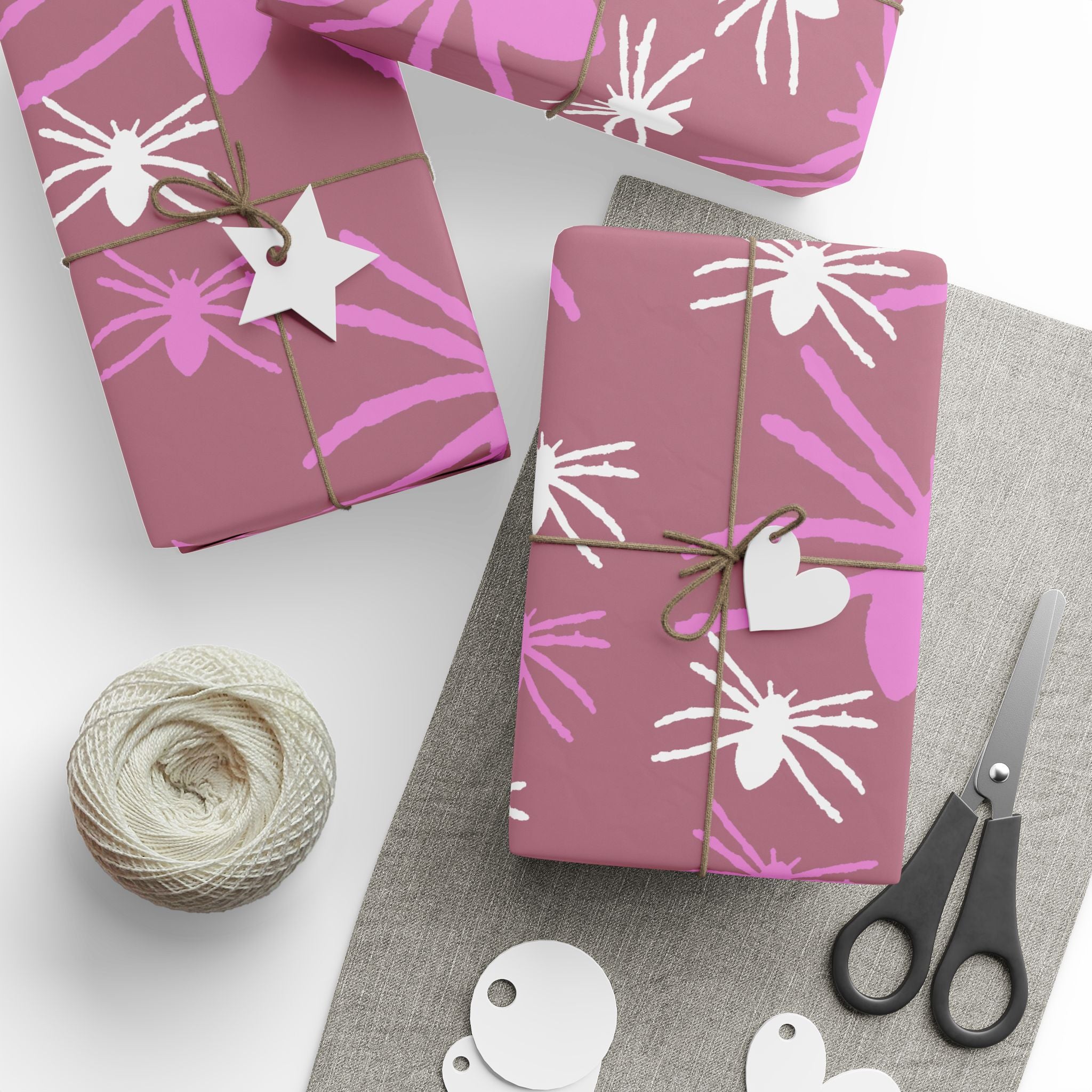 Floral Spider Pattern Wrapping Paper — Pink & Mauve Gift Wrap
