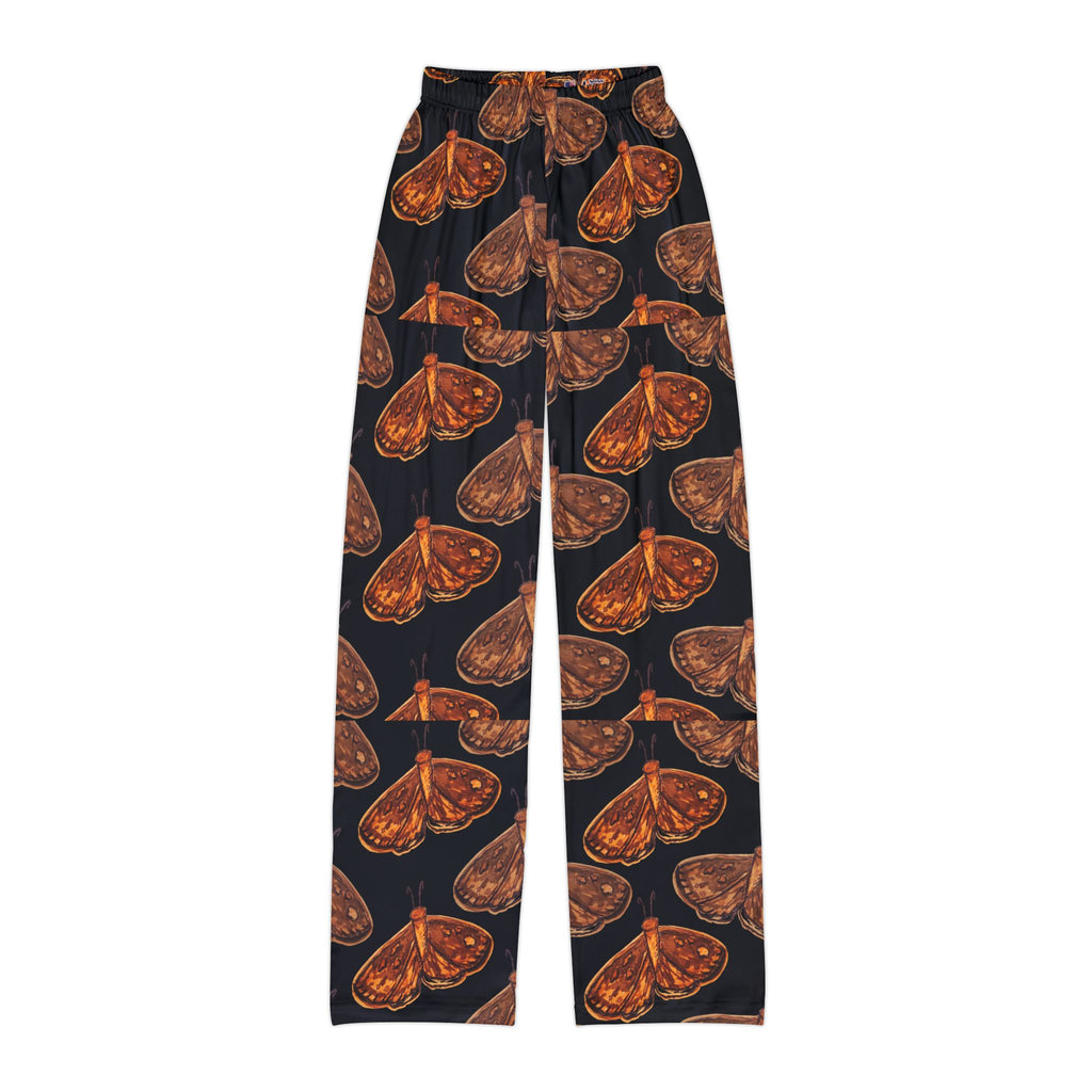 Kids Lounge Pants — Orange Moth All-Over Print Cozy Pajama Pants