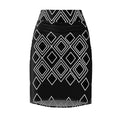 Black Geometric Diamond Pencil Skirt