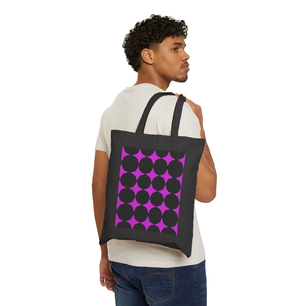 Geometric Purple Circles Tote Bag — Retro Minimalist Canvas Tote