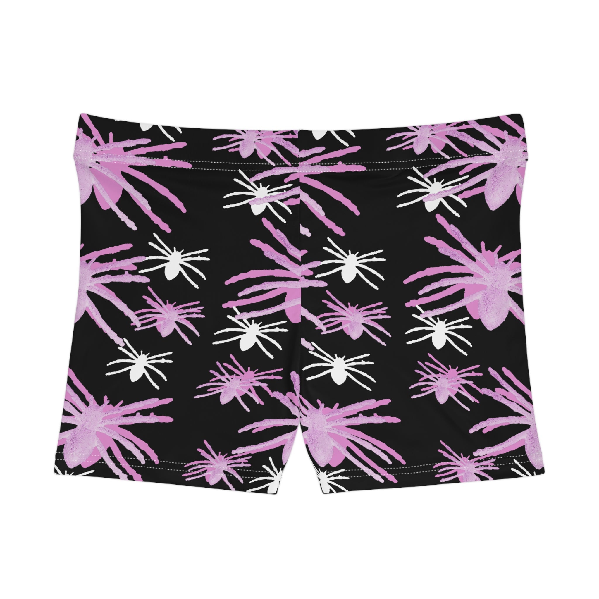 Pink Spider Pattern Women's Shorts — Cute Gothic AOP Activewear
