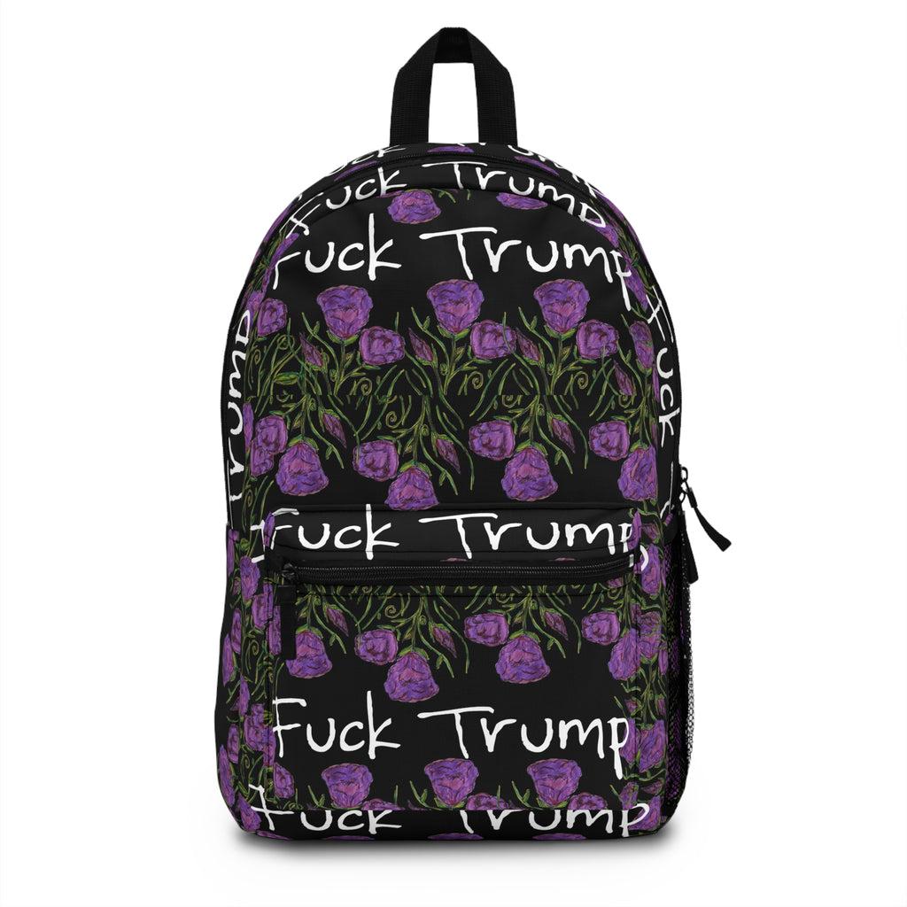 Anti-Trump Floral Backpack — Purple Rose Protest Statement Bag