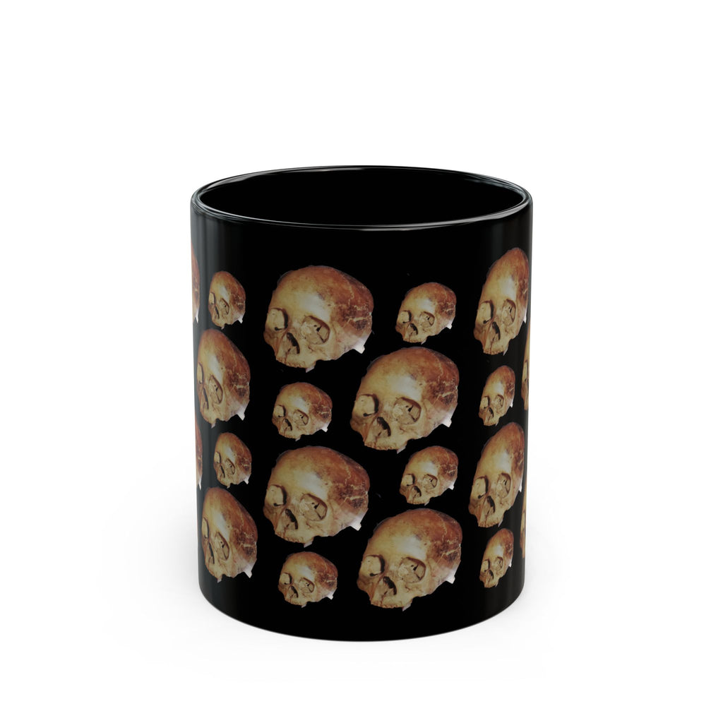 Skull Pattern Black Mug — Gothic Halloween Coffee Cup (11oz, 15oz)