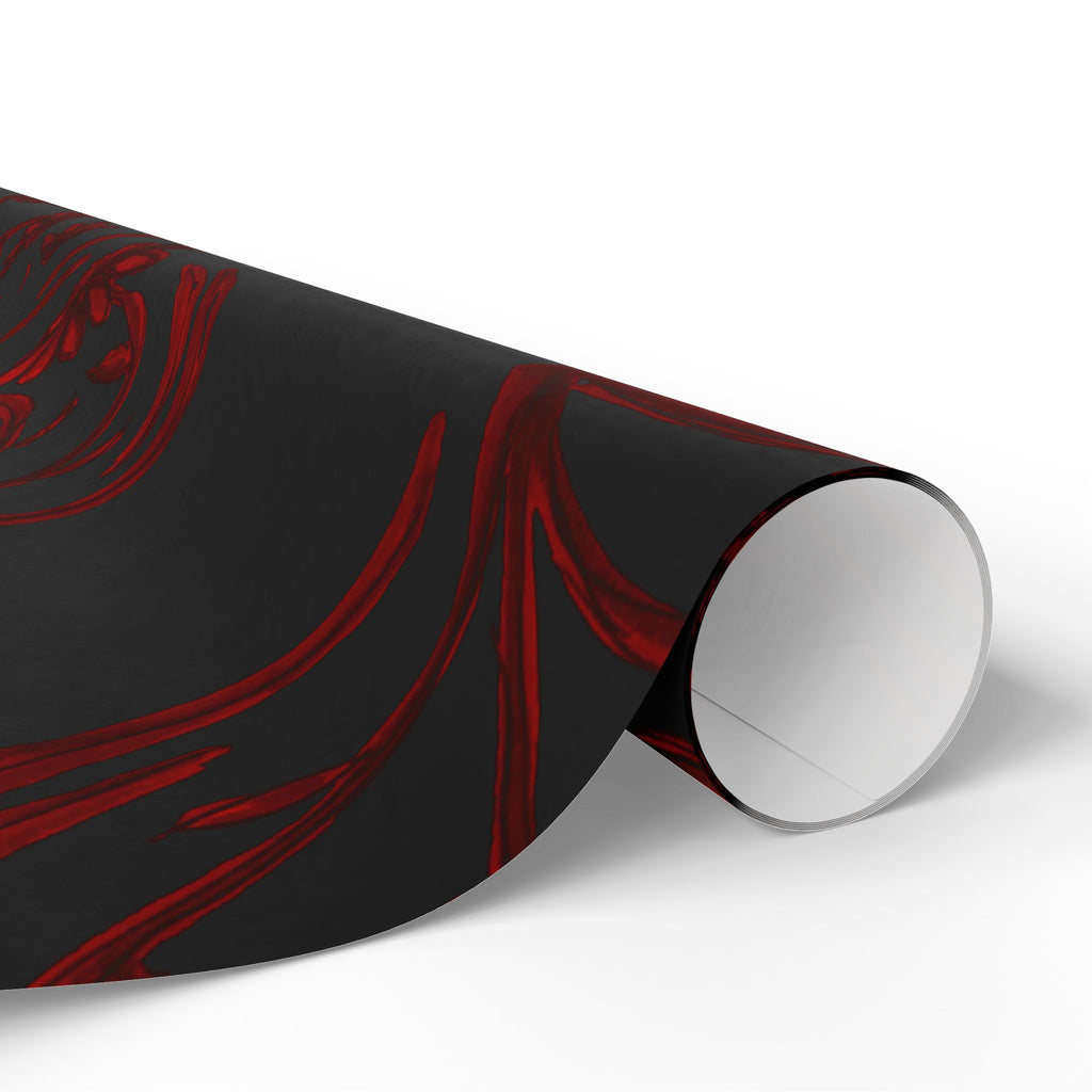Dark Red Floral Wrapping Paper – Elegant Rose Pattern Gift Wrap