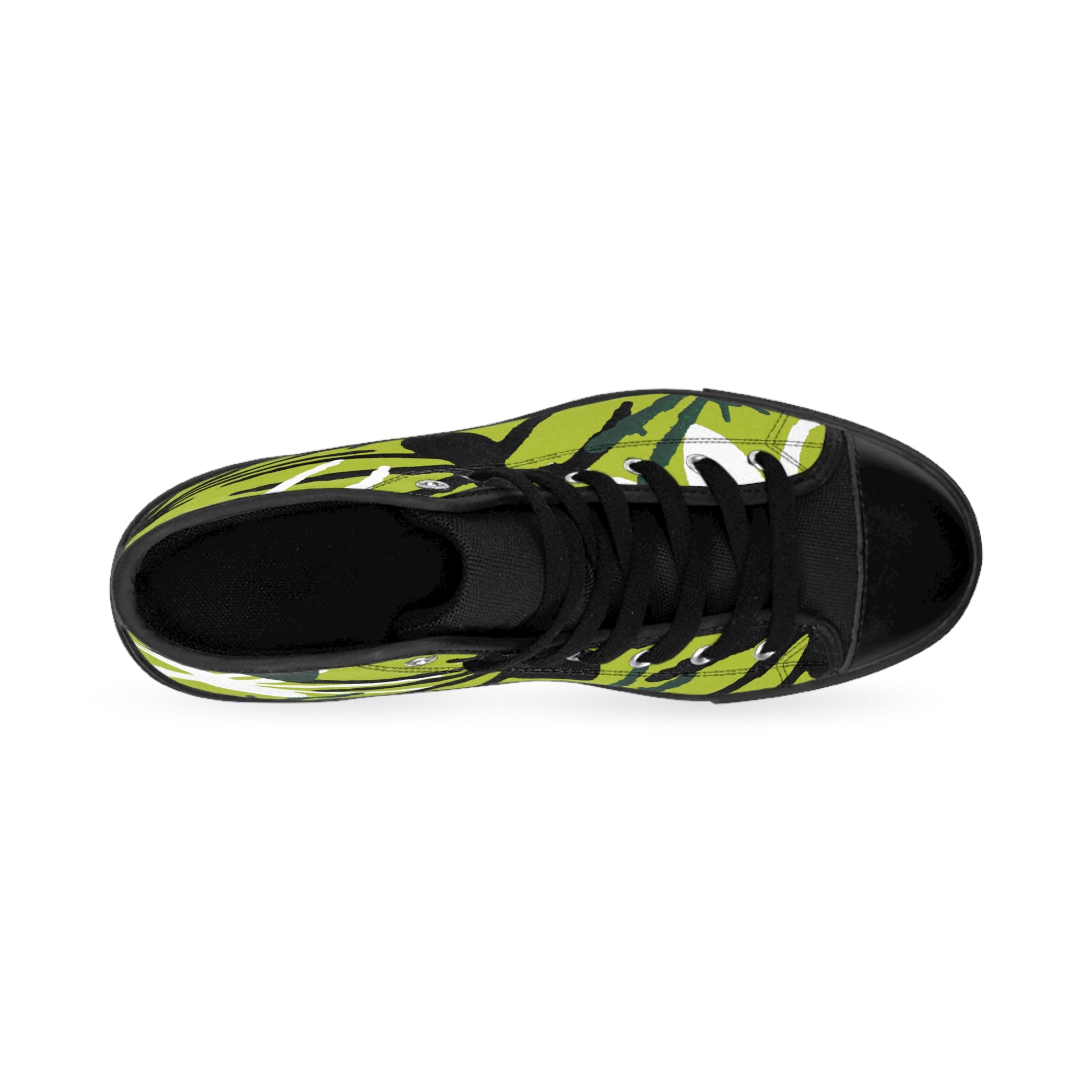 Women's High-Top Sneakers — Green Tropical Floral Print