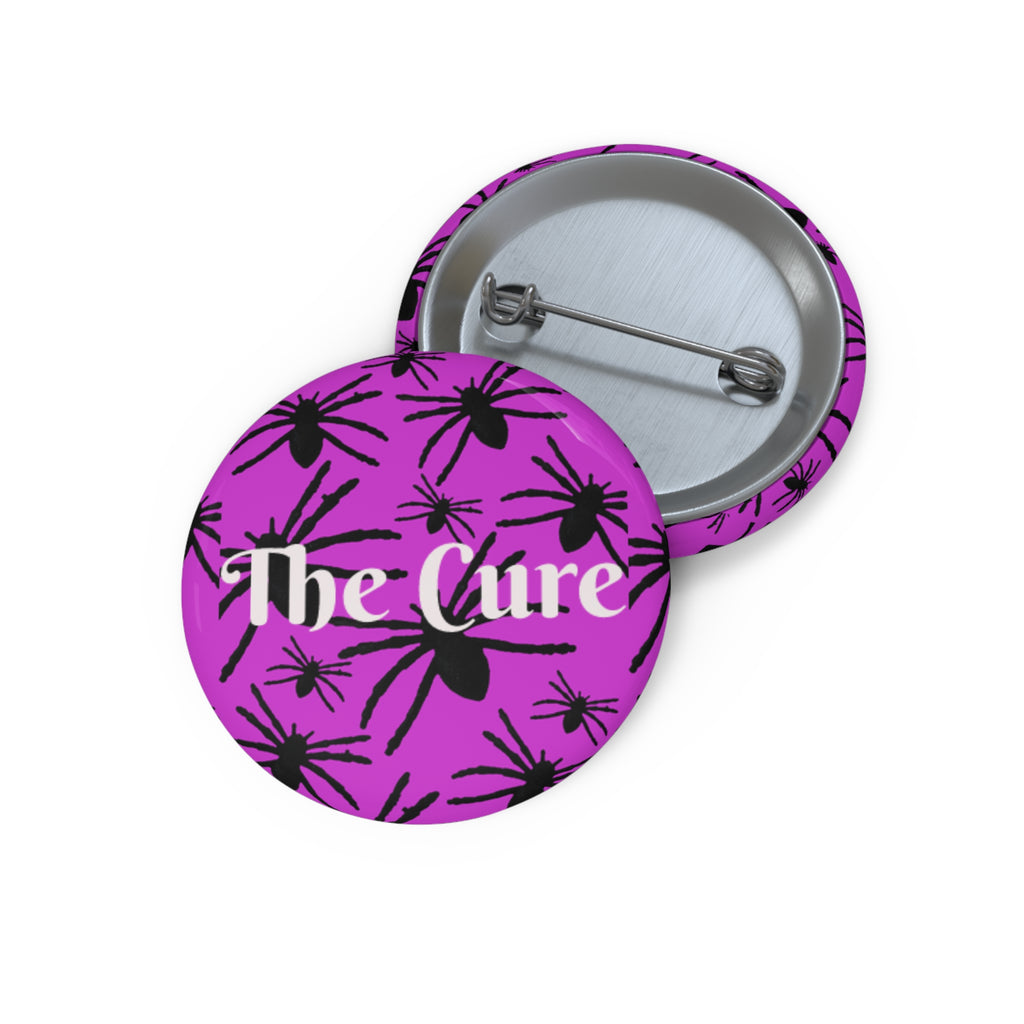 Button Pin — "The Cure" Spider Pattern Purple Badge