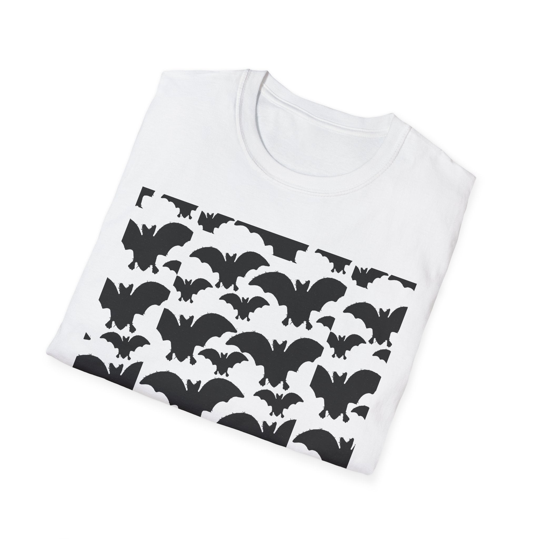 Bat Pattern T‑Shirt — Halloween Flying Bats Graphic Tee