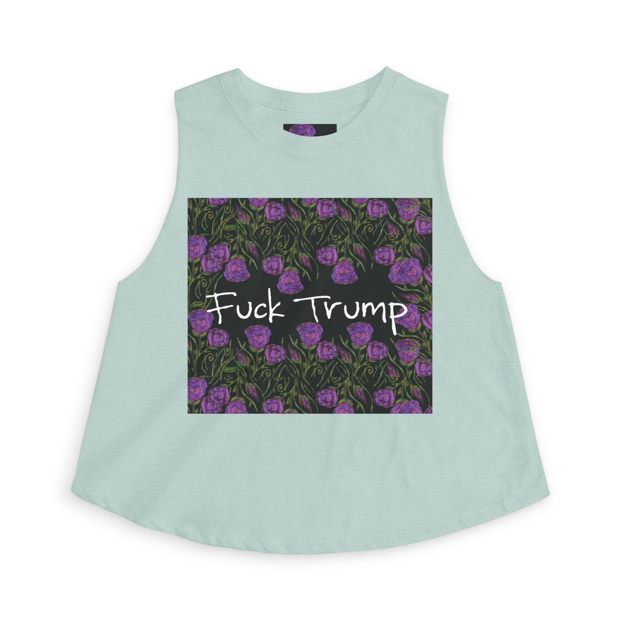 Crop Top - Floral Graphic "Fuck Trump" Protest Tank