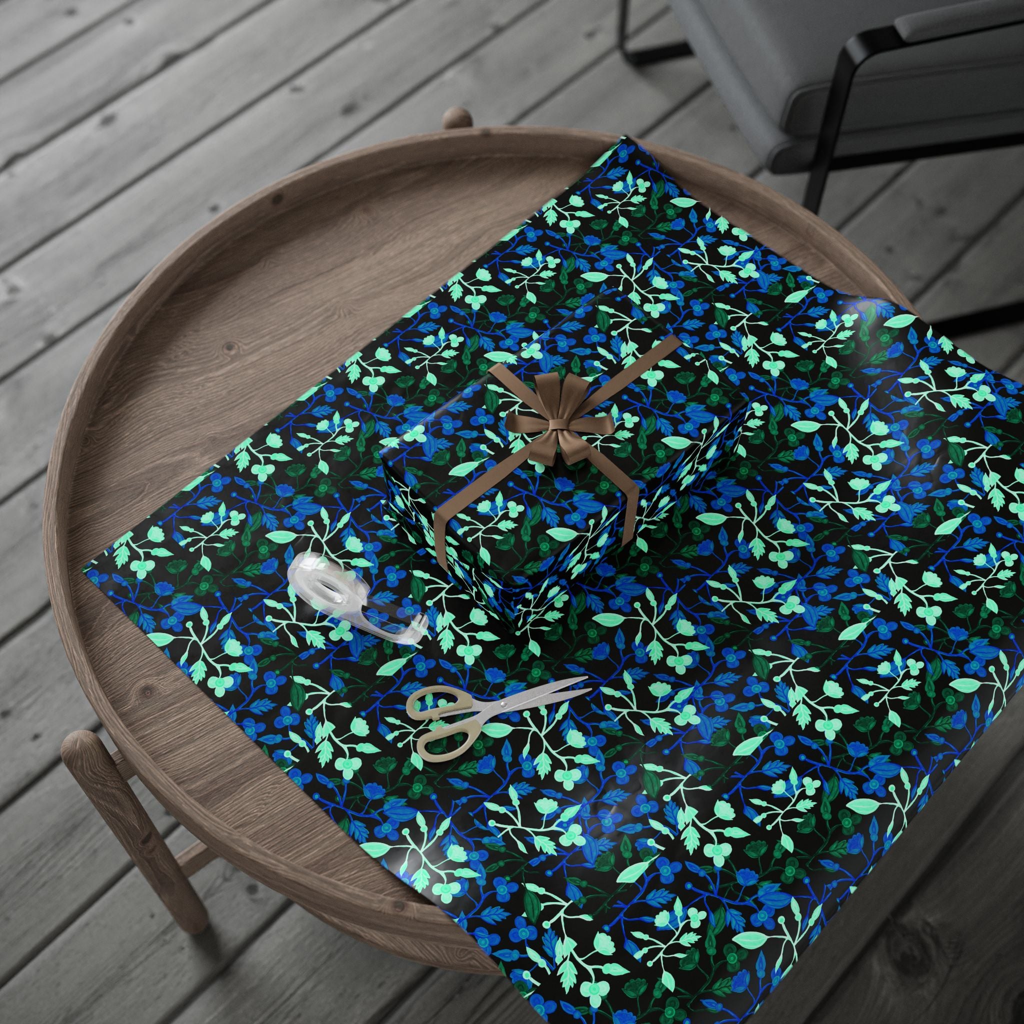 THE SAME DEEP WATER AS YOU Blue Botanical Wrapping Paper