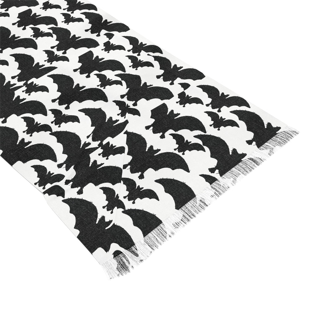 Bat Pattern Light Scarf — Halloween Black & White Lightweight Wrap