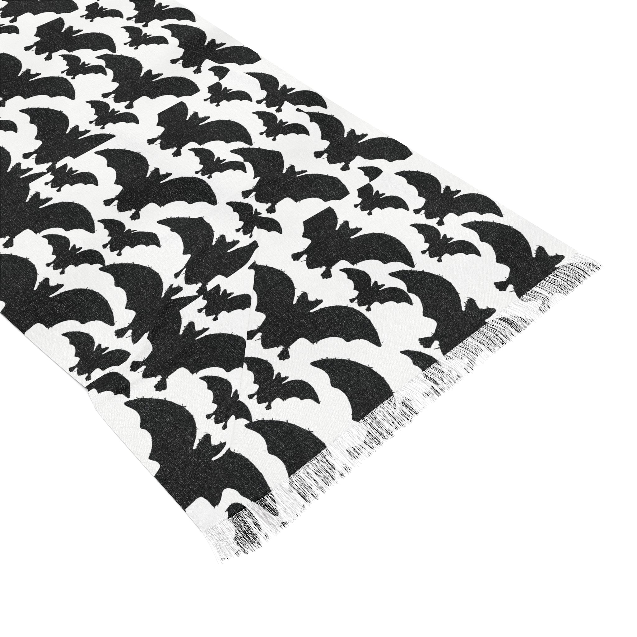 Bat Pattern Light Scarf — Halloween Black & White Lightweight Wrap