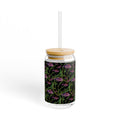 16oz Floral Sipper Glass with Purple Coneflower Pattern