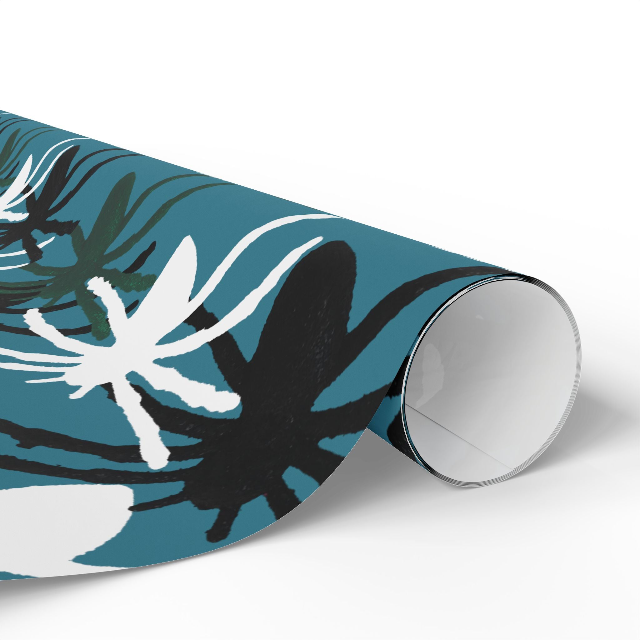 Teal Floral Gift Wrap — Modern Abstract Flower Wrapping Paper