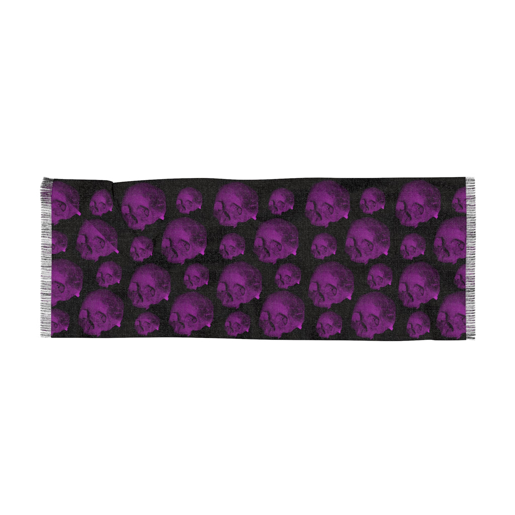 Purple Skull Pattern Scarf — Gothic Lightweight Fashion Accessory