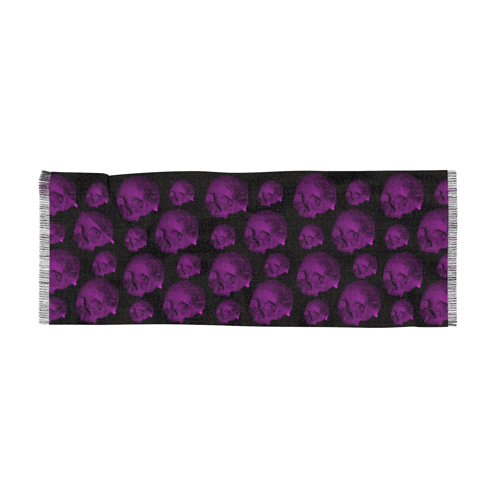 Purple Skull Pattern Scarf — Gothic Lightweight Fashion Accessory