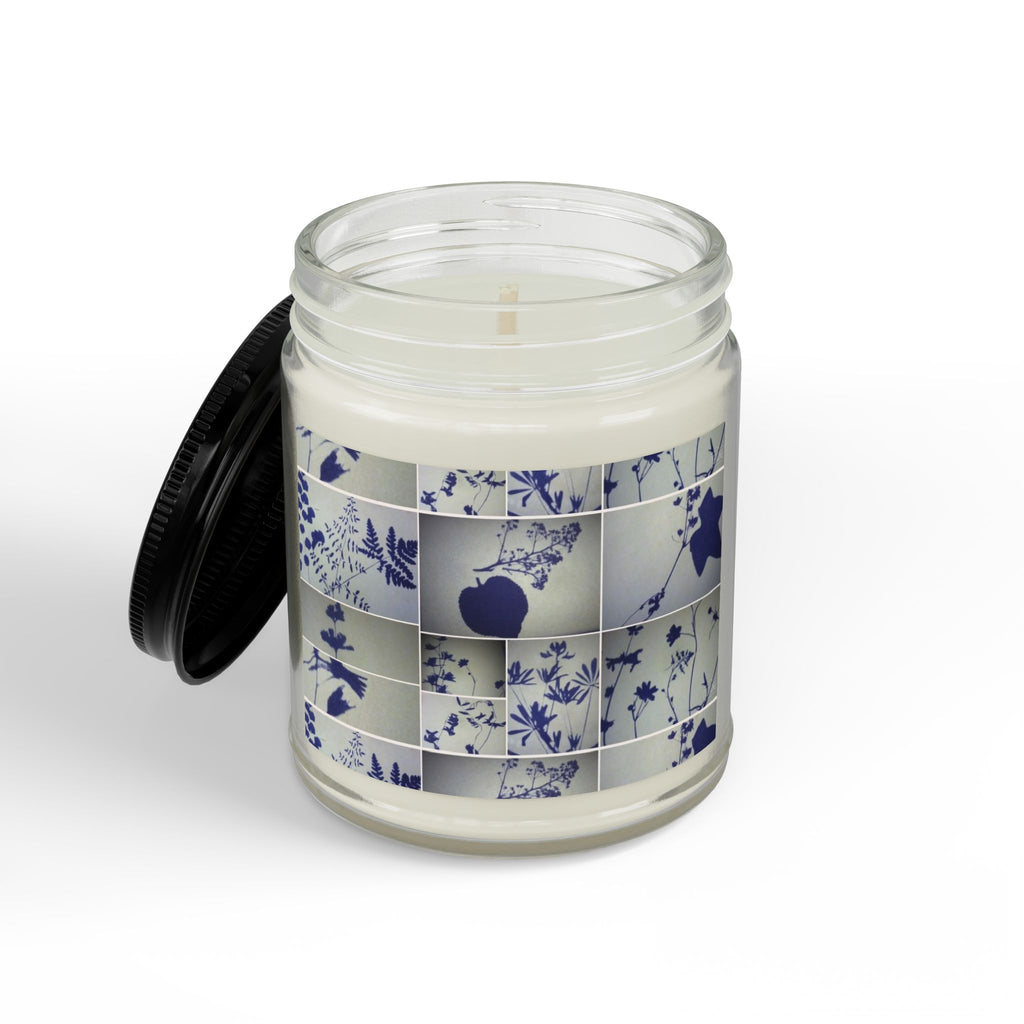 Soy Candle — Blue Floral Patchwork Scented Jar (4oz & 9oz)