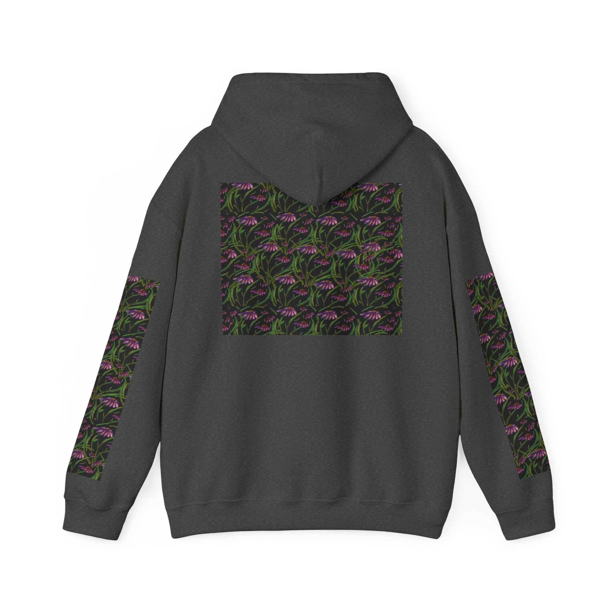 Floral Nightshade Pattern Hoodie — Dark Purple Botanical Print Sweatshirt