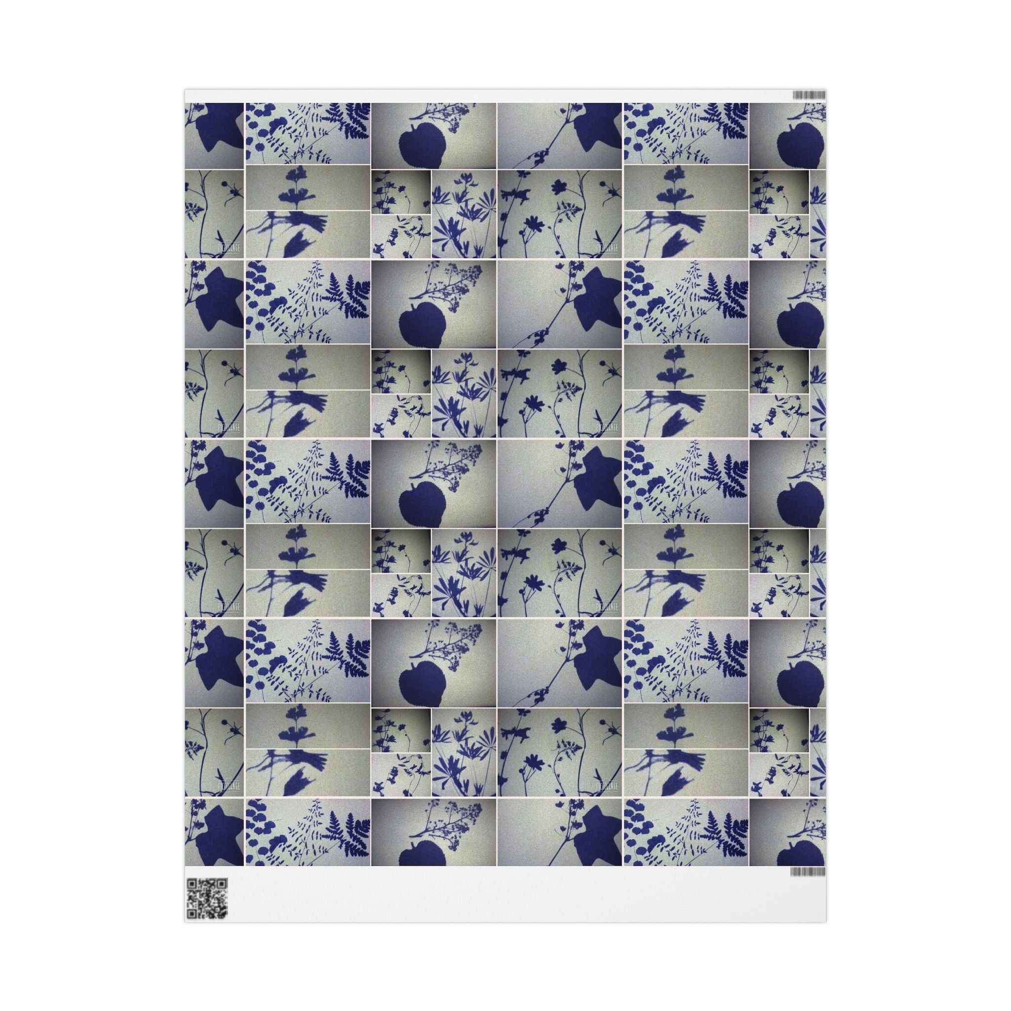 Blue Botanical Pattern Wrapping Paper — Floral Gift Wrap Roll for Weddings, Birthdays & Holidays